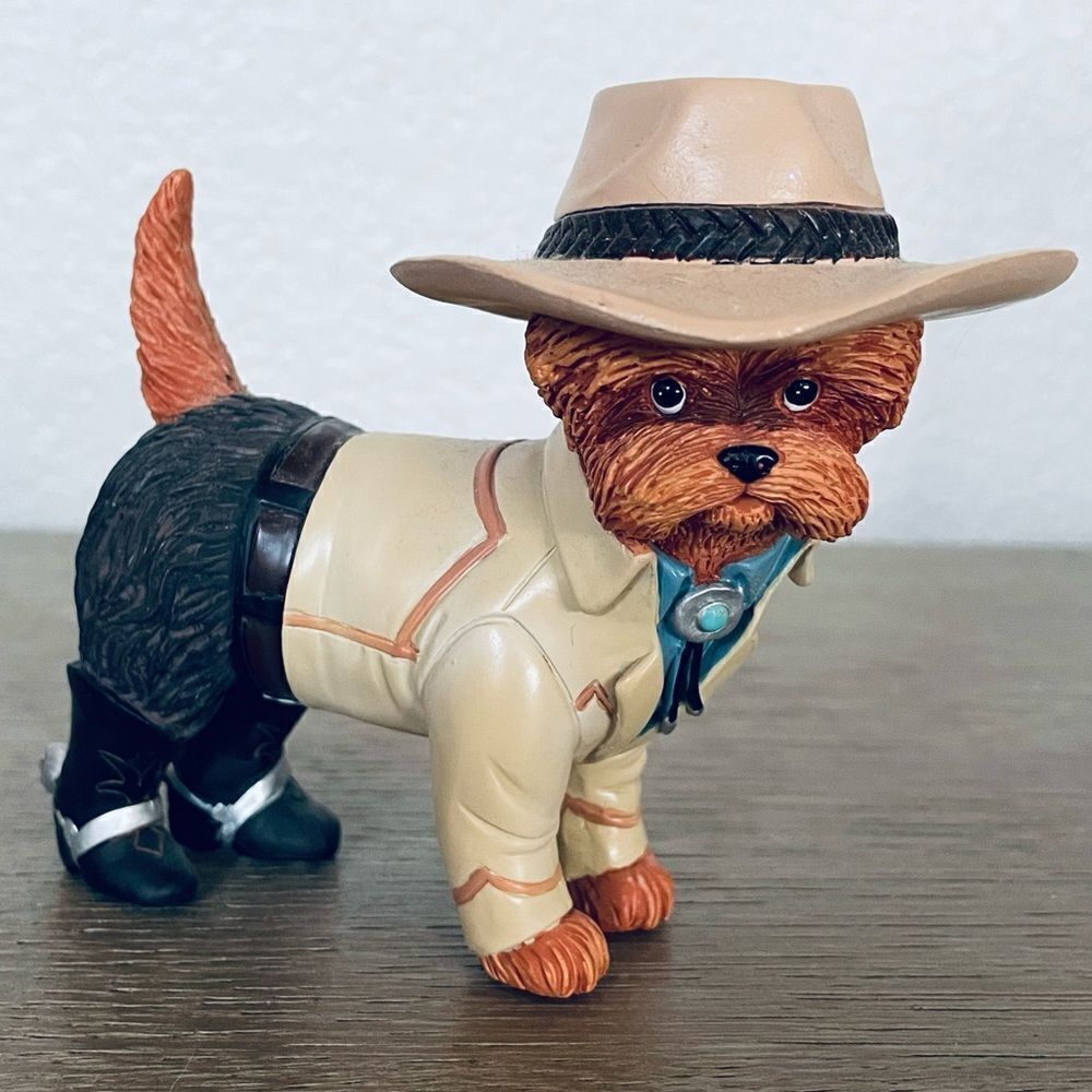 Hamilton Collection Spurs N Furs Yorkie Dog Figurine